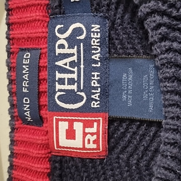 Vintage Classic Chaps Embroidered Logo Hand Framed 100% Cotton Crew Neck Sweater - Picture 4 of 8